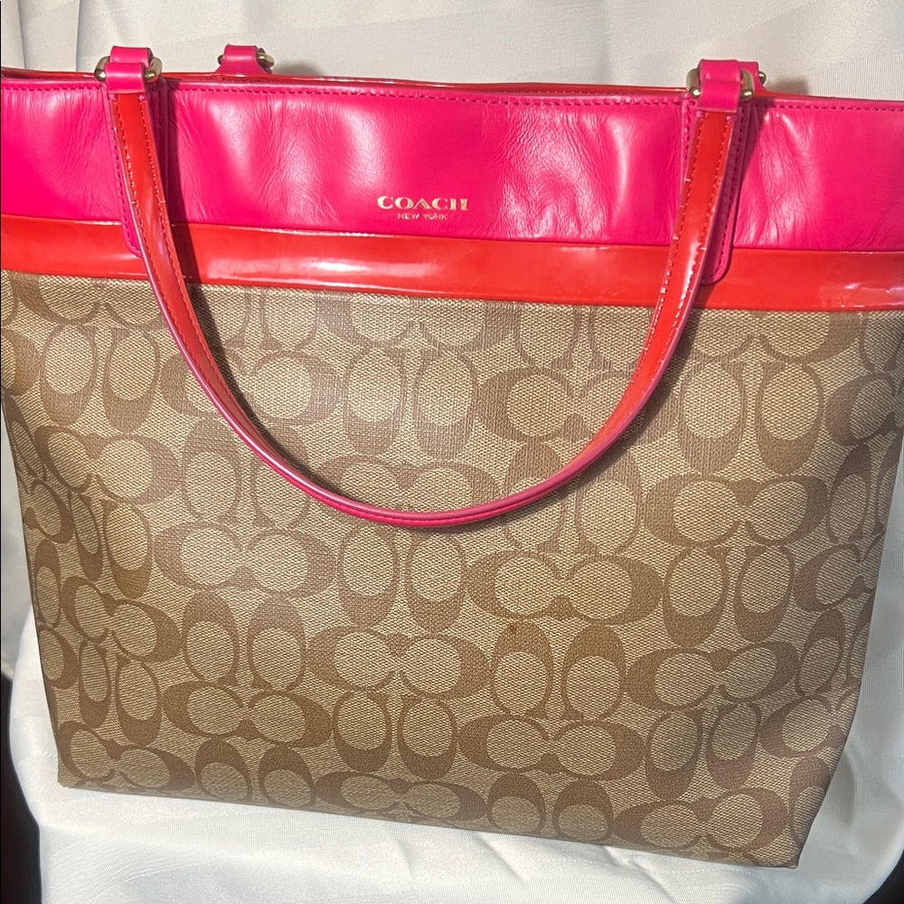 Coach Brown and Pink Signature Tote